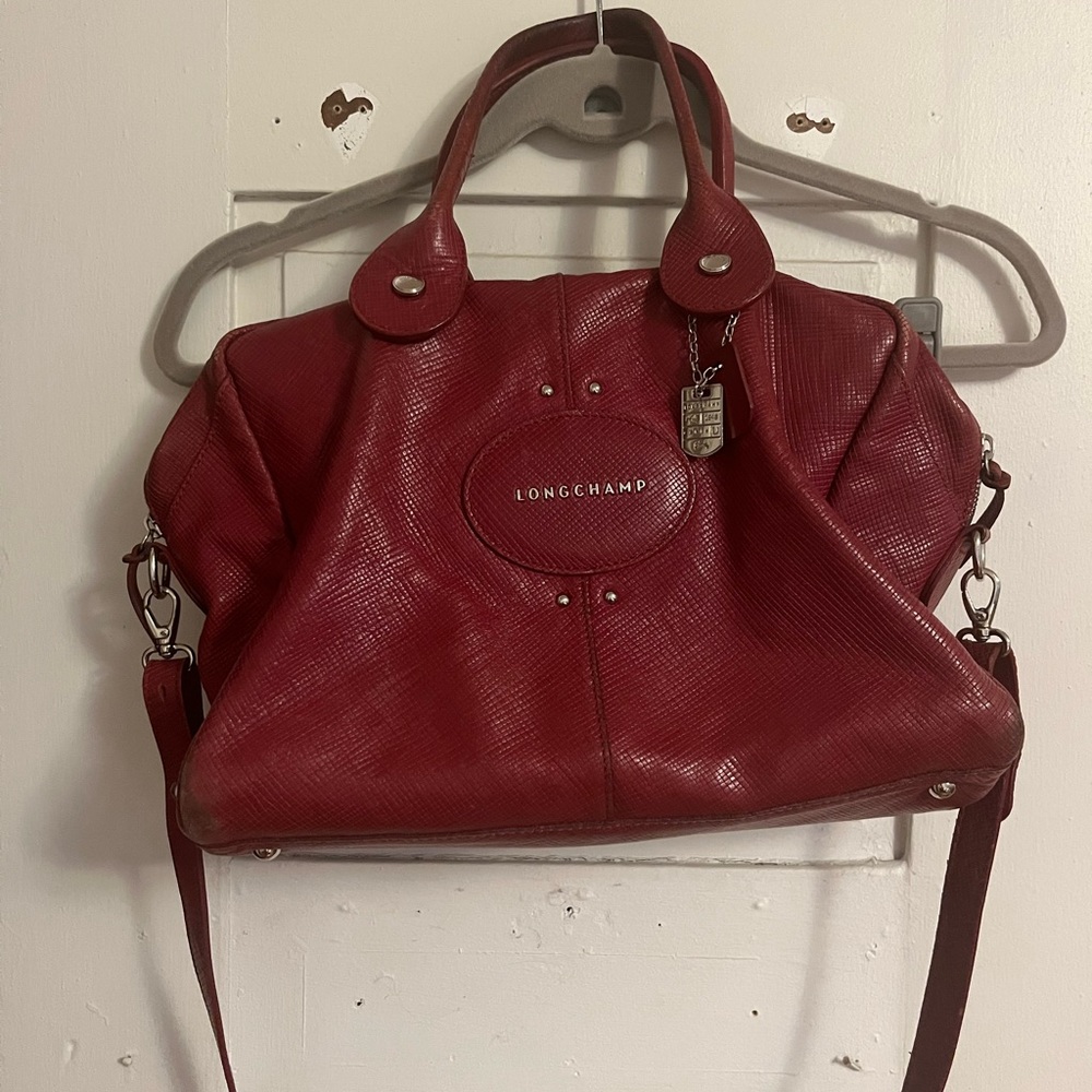 Longchamp red leather bag